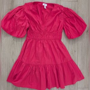 Japna puff sleeve smocked waist mini dress | Pink